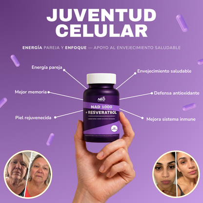NAD1000 + Resveratrol – Rejuvenecimiento Celular